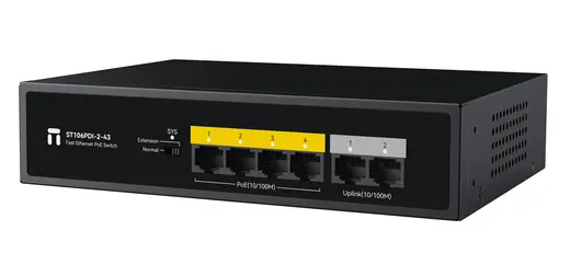 STONET 6port / 4port PoE 43W 2-Uplink 10/100 Yönetilemez Switch ST106PDI-2-43 görseli 2