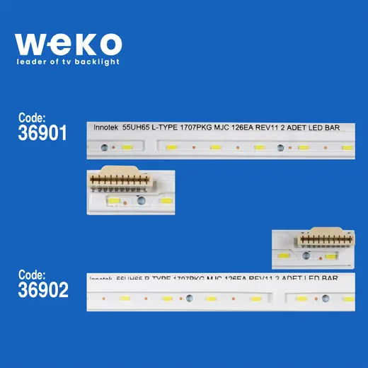 WKSET-6121 36901X1 36902X1 LG INNOTEK 55UH65 L/R-TYPE 1707PKG MJC 126EA REV11 2 ADET LED BAR (63LED) alternatif görünüm