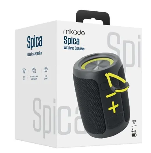 Mikado MD-60BT Spica Siyah 13W 1800mAh BT-TF-USB-ECO Led Işıklı Speaker