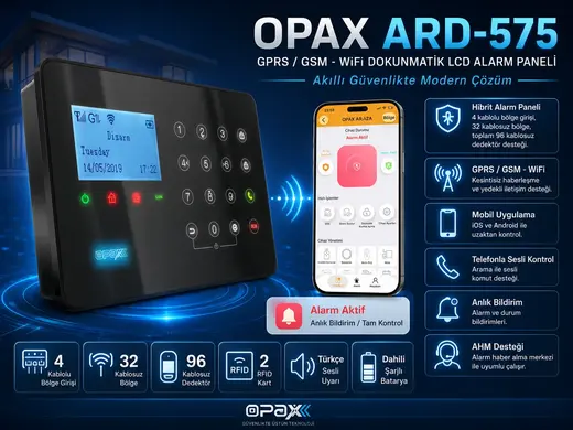 ARD-575 Siyah GPRS/GSM/WiFi 4G Dokunmatik Kablolu Kablosuz Ev ve İşyeri Alarm Paneli görseli 8
