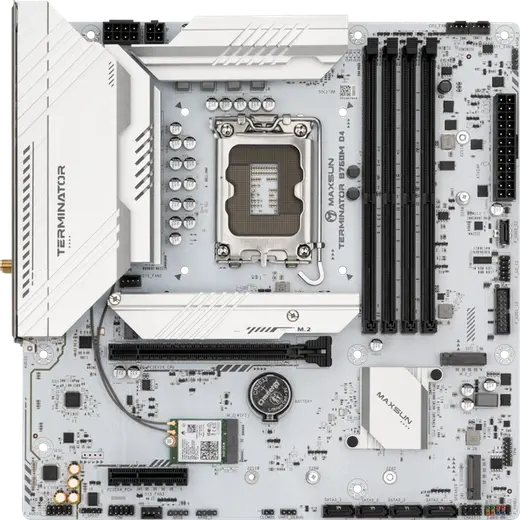 MAXUN TERMINATOR B760M-D4-ICE DDR4 HDMI-DP PCIE 5.0 1700p mATX BEYAZ görseli 4