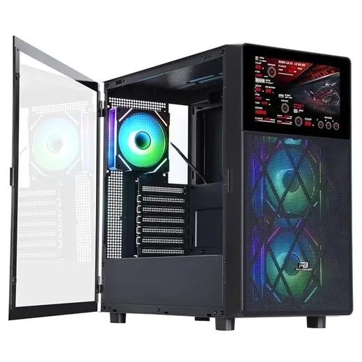 POWERBOOST PB-P4367BB LCD Mesh Panel Gaming Mid-Tower PC Kasası görseli 4