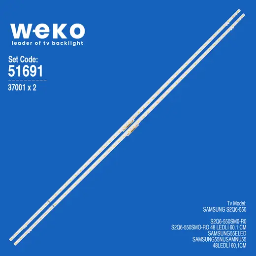 WKSET-6691 37001X2 S2Q6-550SM0-R0 2 ADET LED BAR TWO COLOR (İKİ RENK) (48LED)