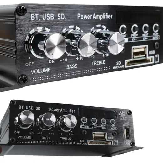 MAGICVOICE YW-406L 12 VOLT 100 WATT MOTOSİKLET BLUETOOTH AMFİ USB/SD 2 KANAL PAZARCI - ANFİ (154X80X42MM) görseli 4