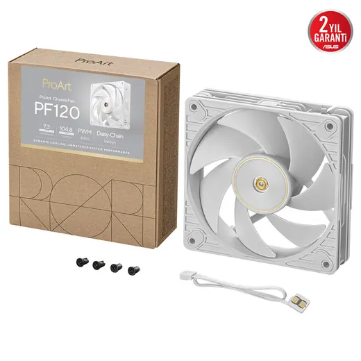 ASUS 120MM ProArt PF120 90DA00M3-B09000 3000RPM PWM Beyaz Kasa/Radyatör Fanı görseli 4