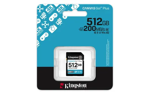 Kingston SDG4-512GB 512GB SDXC Canvas Go Plus Gen4 200MB-s C10 UHS-I U3 V30 Hafıza Kartı alternatif görünüm