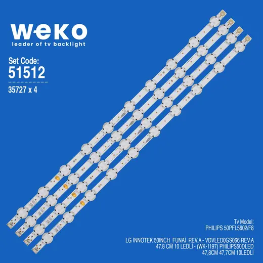 WKSET-6512 35727X4 LG INNOTEK 50INCH_FUNAİ_REV.A 4 ADET LED BAR
