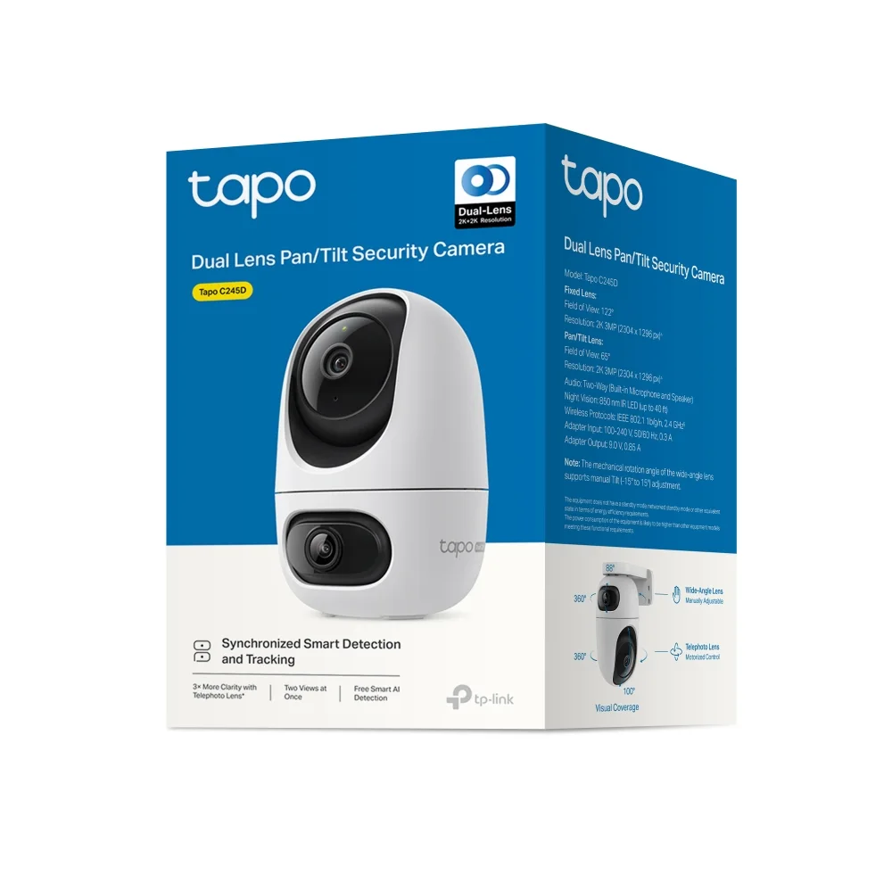 TP-LINK 3MP Çift Lensli Wıfı Kablosuz Pan/Tilt IP Kamera Tapo C245D