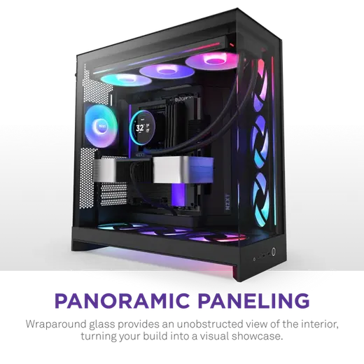 NZXT H9 FLOW RGB 2025 CM-H92FB-P1 Dual-Chamber EATX PC Kasası görseli 3