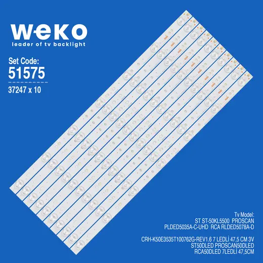 WKSET-6575 37247X10 CRH-K50E3535T100762G-REV1.6 10 ADET LED BAR