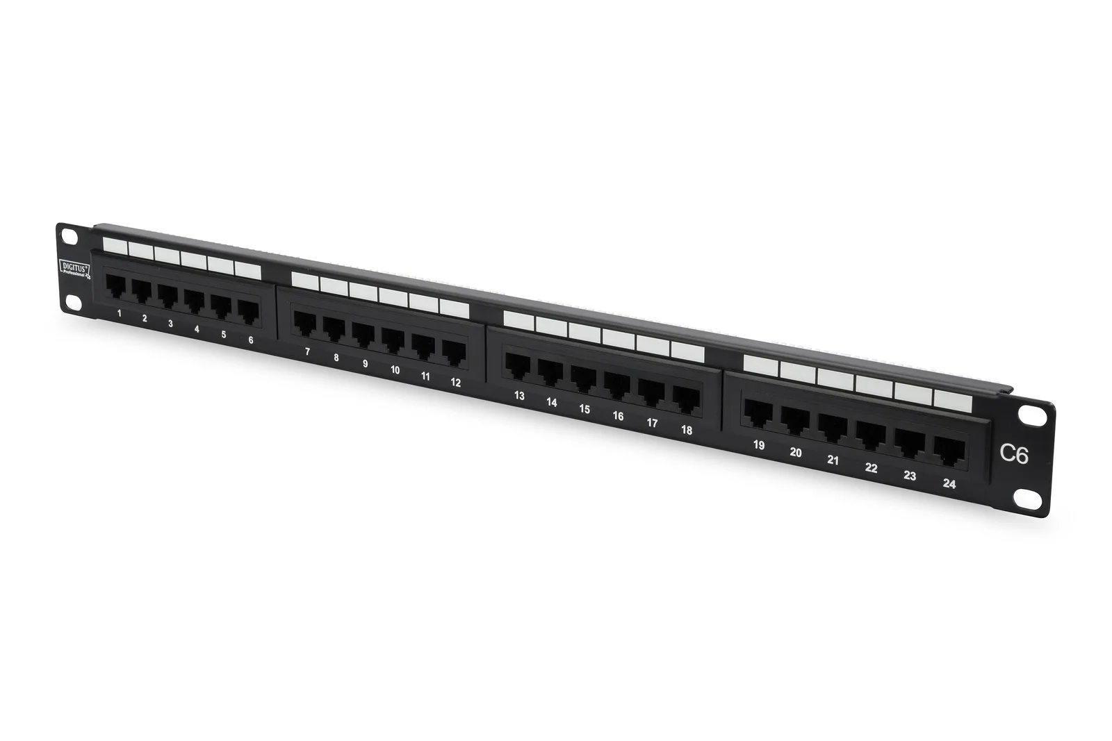 DIGITUS DN-91624U 19" 24 Port Cat-6 UTP Patch Panel, 8P8C, 50 µ (Mikron), Altın Kontak, LSA, 1U, Zırhsız