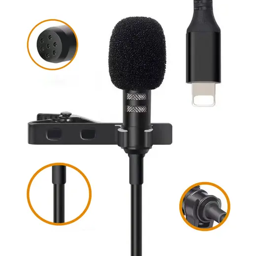 MAGICVOICE JH-041 LIGHTNING GİRİŞLİ KABLOLU YOUTUBER YAKA MİKROFON görseli 3