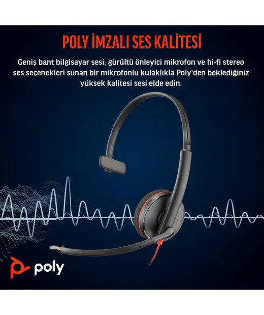 Poly BW 3210 Mono USB-C HS +USB-C/A görseli 6