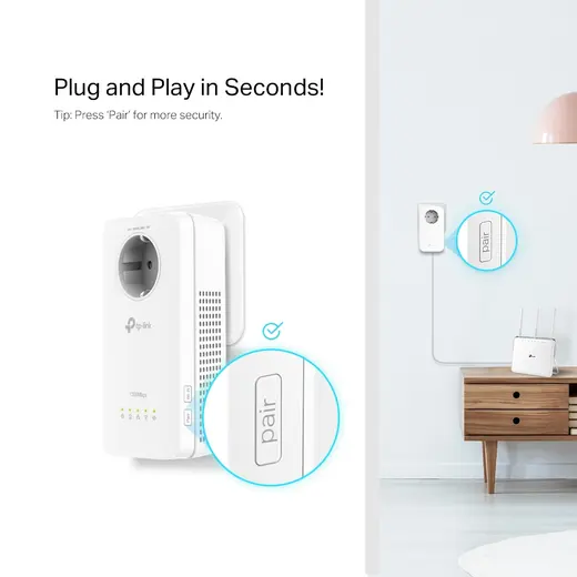 TP-LINK TL-WPA8631P KIT AV1300 Gigabit Passthrough Çift Bant Powerline Wi-Fi Seti (2'li Paket) görseli 3