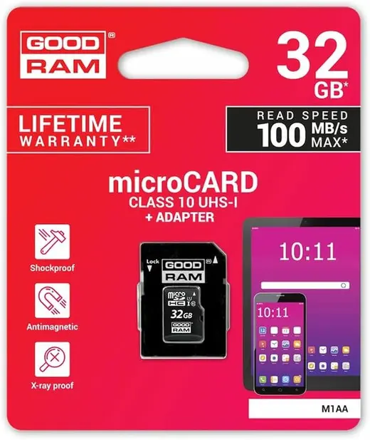 GOODRAM 32GB M1AA-0320R12 microSD Hafıza Kartı 100MB görseli 2
