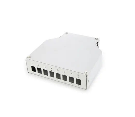 DIGITUS DN-96891 DIN Rail Fiber Sonlandırma Kutusu, 8 LC DX veya 8 SC SX coupler, gri renk