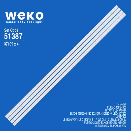 WKSET-6387 37109X4 LB43006 V0V1 LB-C430F14-E1- A-G2-DL1 4 ADET LED BAR