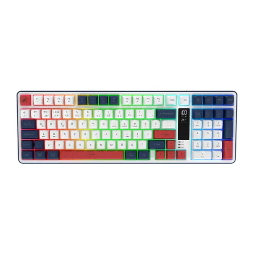 HAWK GAMING HK257 MEMBRANE LCD RGB KABLOSUZ/BLUETOOTH TURKCE KLAVYE KIRMIZI/MAVI