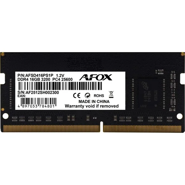 AFOX 16GB DDR4 3200MHZ CL22 NOTEBOOK BELLEK / VALUE AFSD416PS1P