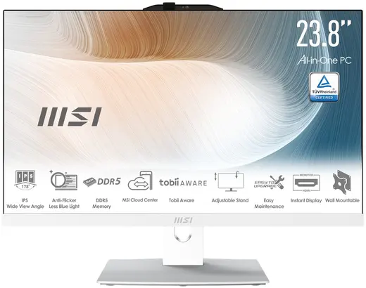 MSI AIO 23.8" CORE 7 150U-16GB DDR5 RAM-512GB NVME-FDOS BEYAZ / MODERN AM242P 1M-2288EU görseli 8