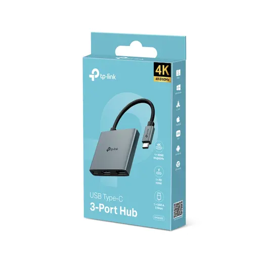 TP-Link UH3020C Type-C 3 Port Portatif USB Hub görseli 3