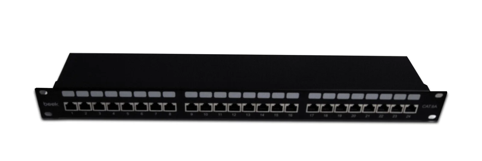 BEEK BN-PP-6A24S 19" 1U 24 port CAT6A STP Patch Panel, LSA/IDC 90 derece punch ISO11801 Class Ea