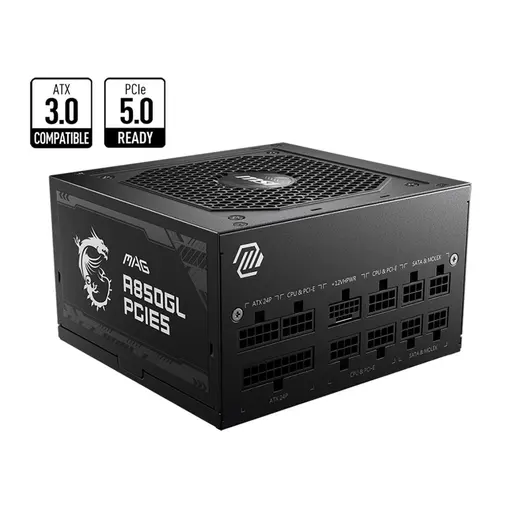 MSI 850W 80+ GOLD A850GL PCIe5.0 Tam Modüler Power Supply görseli 2
