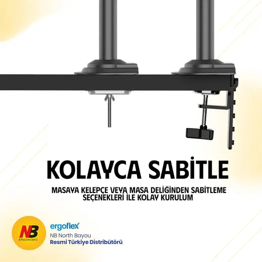 North Bayou H100 17-32 İnch Amortisörlü Monitör Standı görseli 6