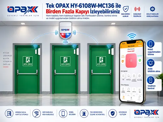 OPAX HY-6108W-MC136 WiFi Kablolu & Kablosuz Acil Çıkış Kapısı Alarm Sistemi görseli 7
