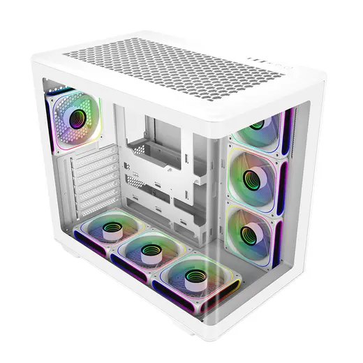 COOLERMASTER ELITE 600 Curve TG E600-WGNN-S02 7-ARGB Fanlı Gaming Mıd-Tower PC Kasası Beyaz görseli 6