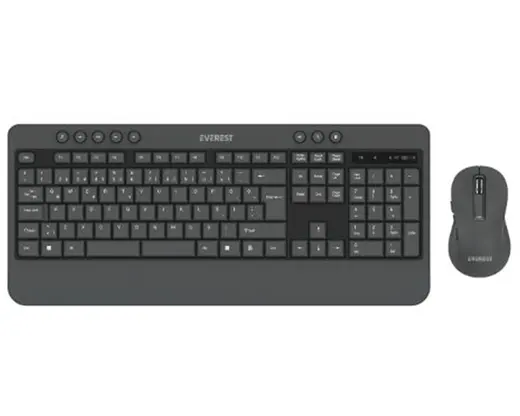 Everest KM-6585 Dual Gri-Siyah Kablosuz Çift Space Tuşlu Q Klavye + Mouse Set