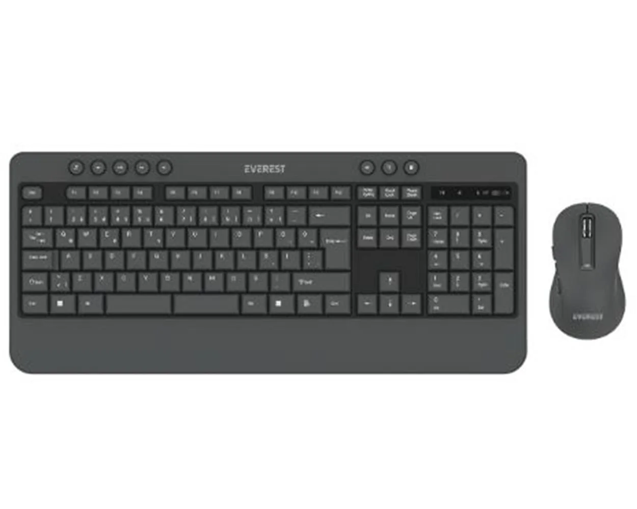 Everest KM-6585 Dual Gri-Siyah Kablosuz Çift Space Tuşlu Q Klavye + Mouse Set