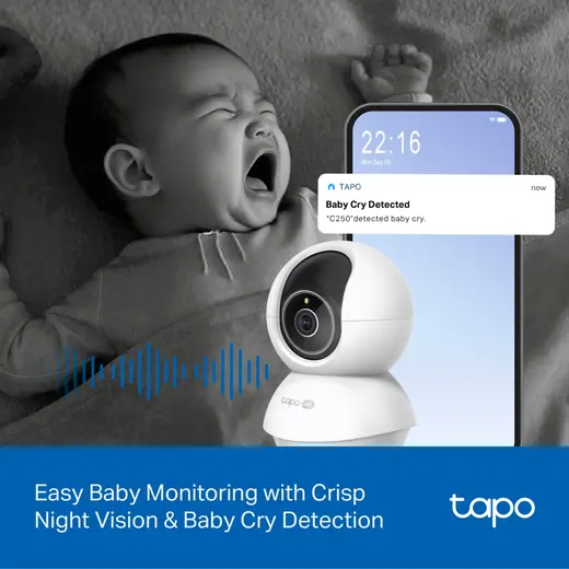 TP-LINK 8MP 4MM WIFI Kablosuz Pan/Tilt IP Kamera Tapo C250 görseli 5