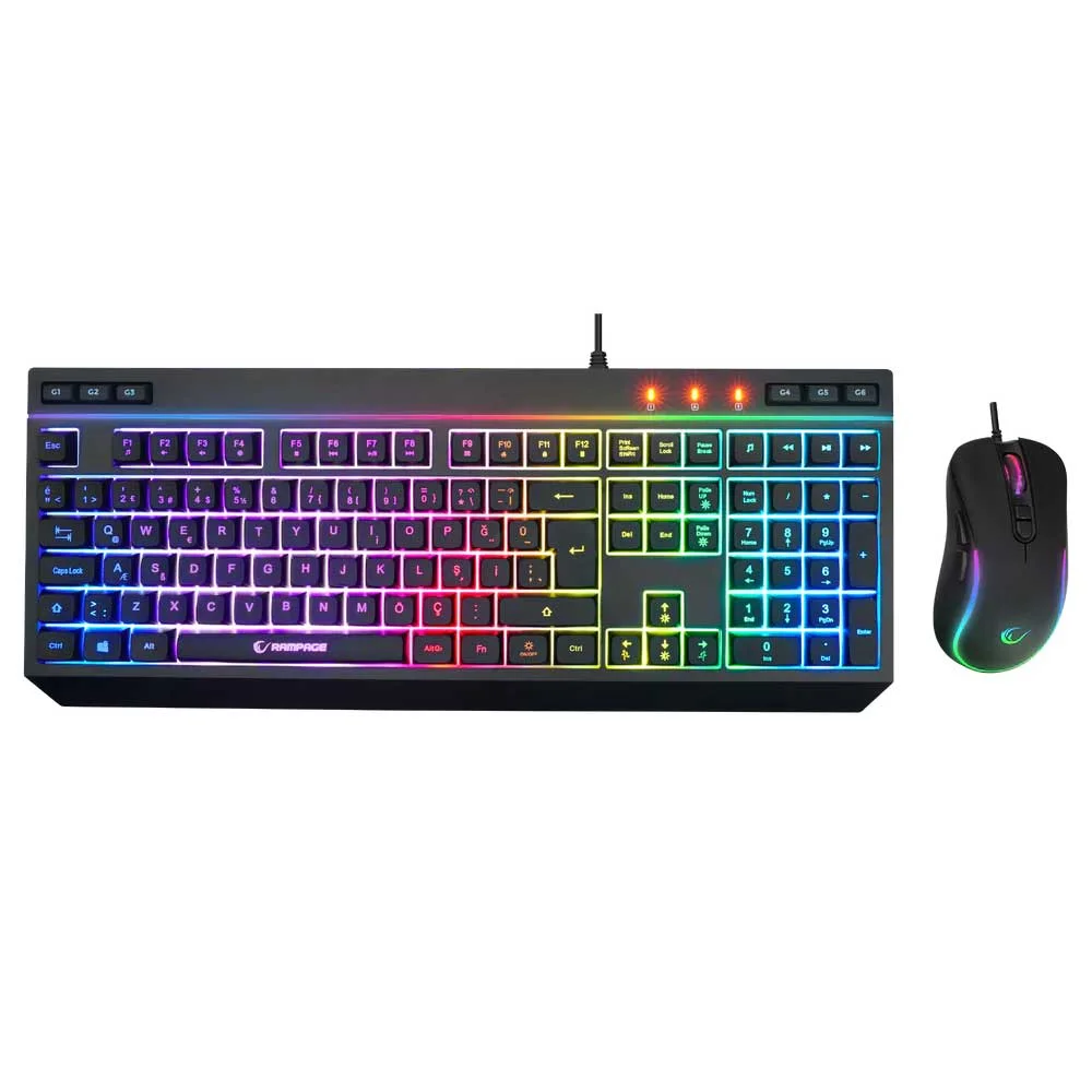Rampage KM-R57 Seraphic Siyah RGB Multmedia Klavye ve 12800DPI MouseGaming Set