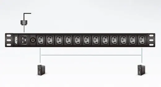 ATEN ATEN-PE0212G Basic PDU, 1U, 12AC prizler Basic PDU, 1U, 12AC outlets alternatif görünüm