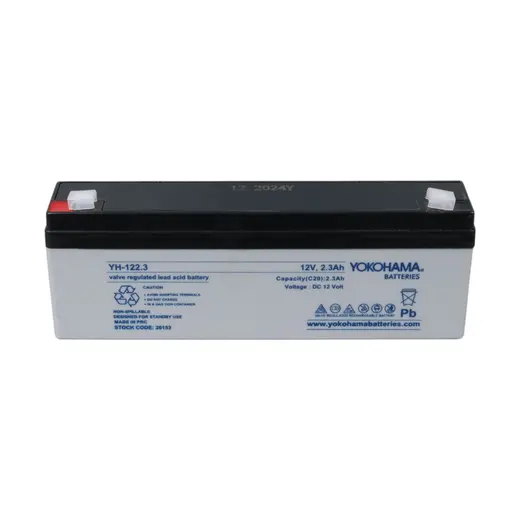 YOKOHAMA YH-122.3 12 VOLT - 2.3 AMPER YATIK UZUN AKÜ (176 X 61 X 33 MM) görseli 3