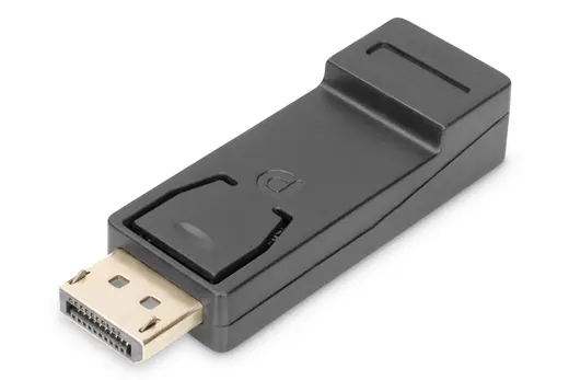 DIGITUS AK-340602-000-S DisplayPort Adaptörü, DP Erkek - HDMI tip A Dişi, kilit mekanizmalı, siyah renk görseli 1