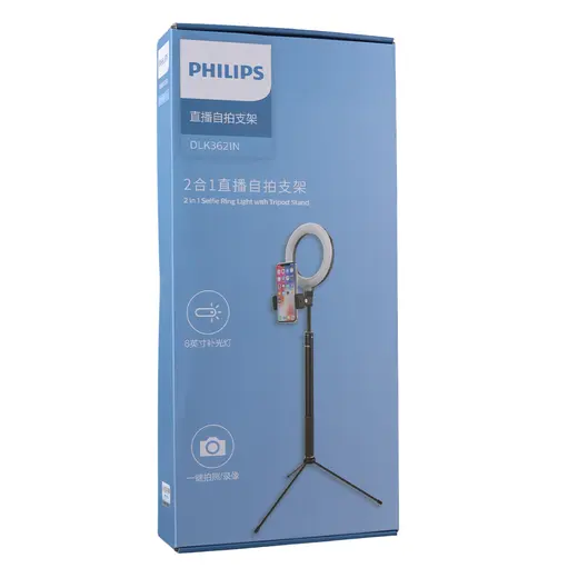 PHILIPS DLK3621N/93 2 IN 1 TRIPOD STANDLI YOUTUBE- TIKTOK VIDEO SELFIE STÜDYO MAKYAJ IŞIĞI görseli 3