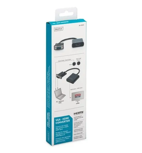 Digitus VGA Erkek to HDMI Dişi Çevirici görseli 3