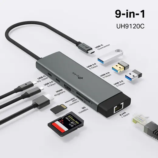 TP-Link UH9120C TYPE-C 9 Port Portatif Hub görseli 4