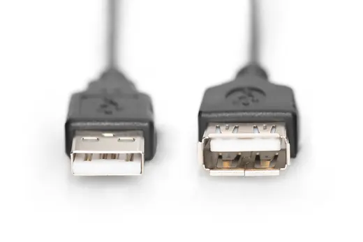 DIGITUS AK-300200-018-S USB 2.0 uzatma kablosu, A tipi St/Bu, 1,8 m, USB 2.0 için uygun, siyah renk alternatif görünüm