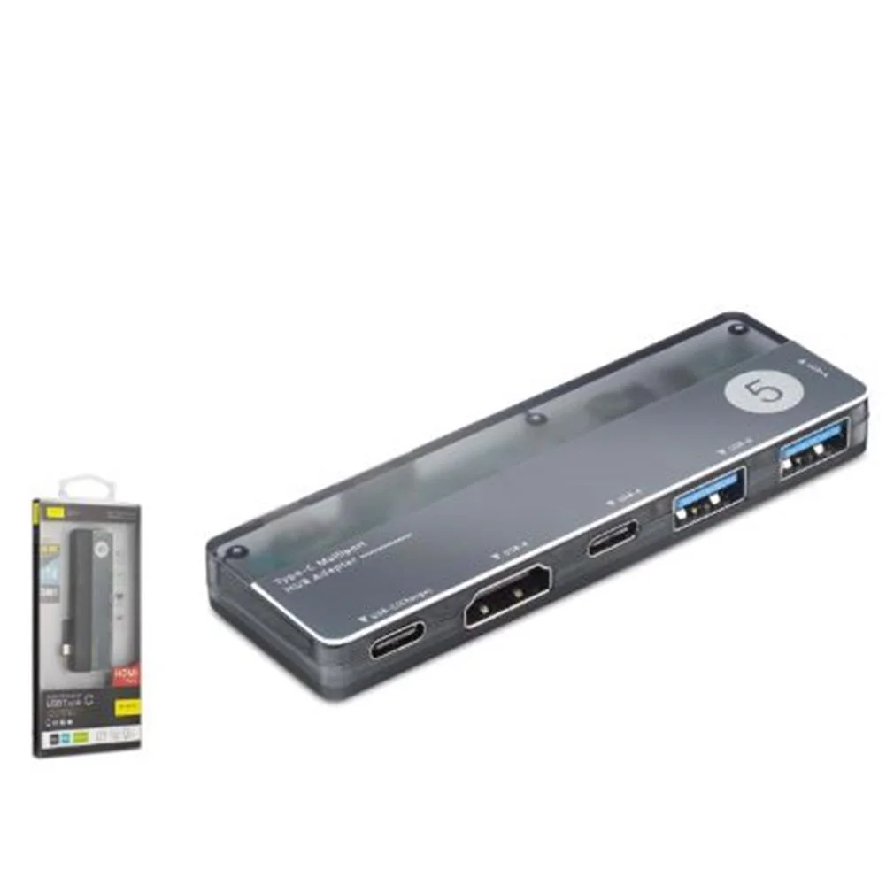 iETOP TUH353 Type-C 3.1 Gen1 Combo Hub PD HDMI 4K 5 Port 5 Gbps Alüminyum Gri