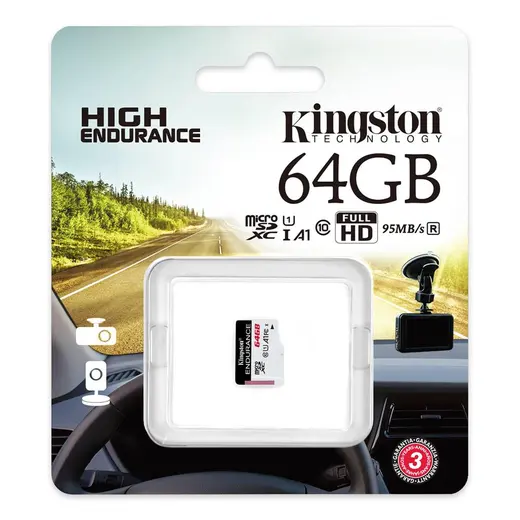 Kingston SDCE-64GB 64GB microSDXC Endurance 95R-30W C10 A1 UHS-I Card Only Hafıza Kartı alternatif görünüm