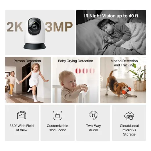 MERCUSYS 3MP 4mm Kablosuz Wıfı Pan-Tilt Harici IP Kamera MC210 görseli 7