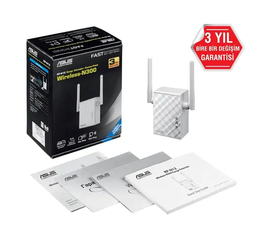 ASUS RP-N12 N300 2.4GHZ Mesafe Genişletici EV Ofis Tipi 2x 2dbi sabit anten görseli 4
