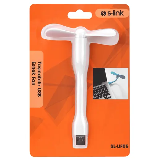 S-LINK SL-UF05 TAŞINABİLİR ESNEK BEYAZ USB MİNİ FAN görseli 3