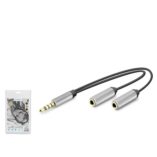 HADRON HDX1087 3.5 mm Kulaklık Mikrofon Ayırıcı Kablo 23 cm Siyah
