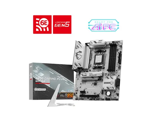 MSI B850 GAMING PLUS WIFI6E DDR5 HDMI-DP TYPEC PCIE 5.0 AM5 ATX BEYAZ görseli 2