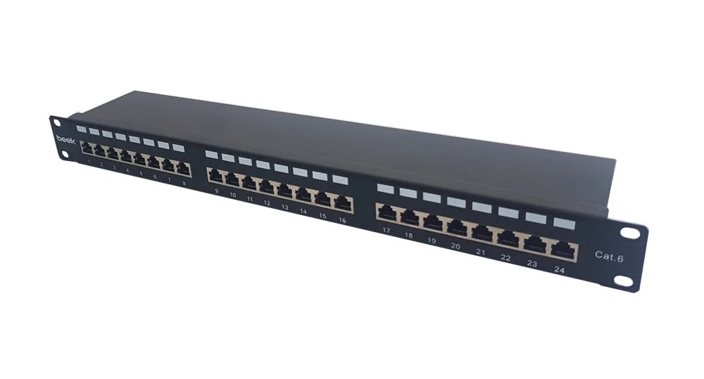 BEEK BN-PP-624S 24 Port Cat6 FTP Patch Panel, 8P8C, Altın kontak, LSA, 1U, zırhlı/shileded, kablo tutucusu ile birlikte