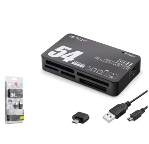 iETOP TC209 USB Type-C All in One Kart Okuyucu SD MicroSD MMC MS 480 Mbps Siyah